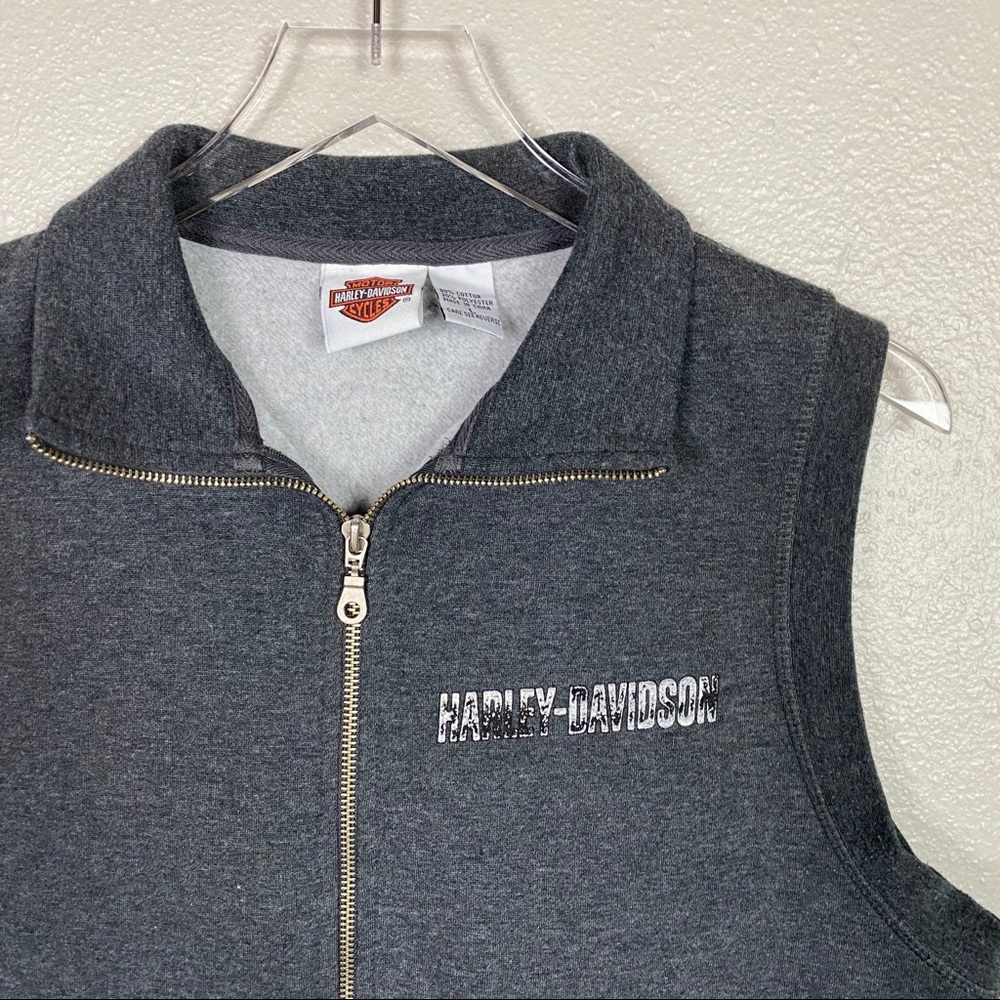Harley Davidson Gray Zip Up Vest - Picture 3 of 8